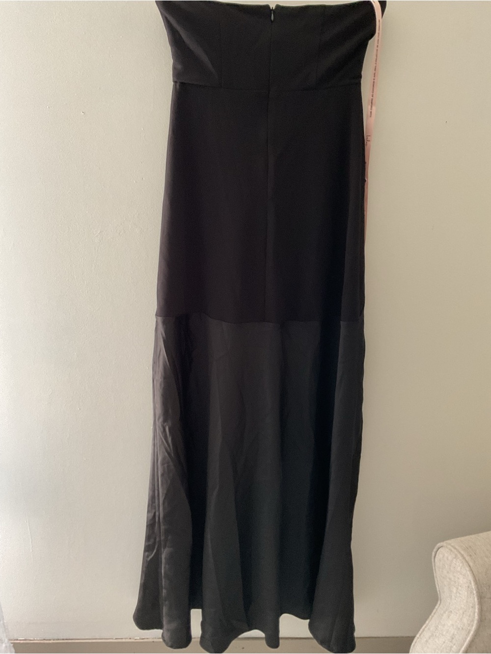 Lulus Compelling Style Black Strapless A-Line Maxi Crepe/Satin Maxi Dress NWT M - Picture 8 of 15